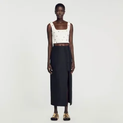 Femme SANDRO Jupe Midi Fendue