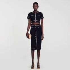 Femme SANDRO Jupe Midi Strassée
