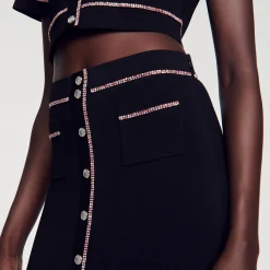 Femme SANDRO Jupe Midi Strassée