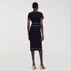 Femme SANDRO Jupe Midi Strassée