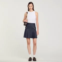 Femme SANDRO Jupe Plissée En Jean