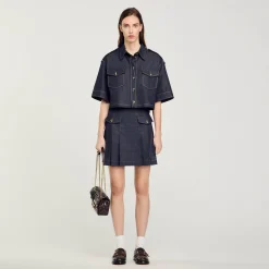 Femme SANDRO Jupe Plissée En Jean