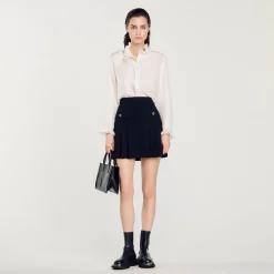 Femme SANDRO Jupe Plissée En Tweed