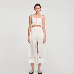 Femme SANDRO Jupe Short Longue En Lin Mélangé