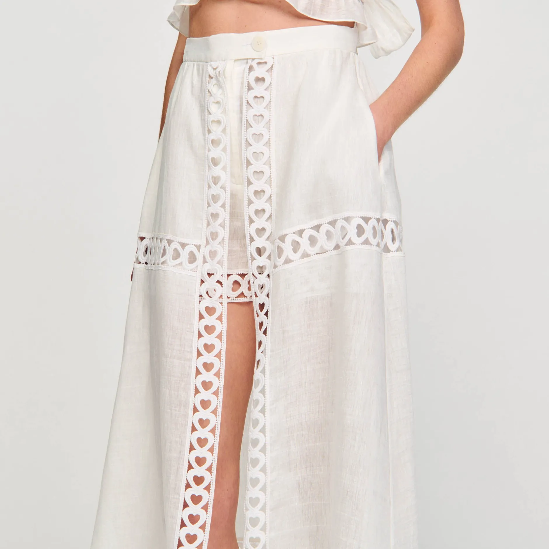 Femme SANDRO Jupe Short Longue En Lin Mélangé
