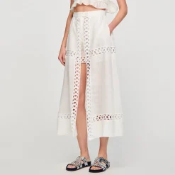 Femme SANDRO Jupe Short Longue En Lin Mélangé