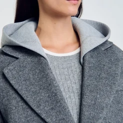 Femme SANDRO Manteau à Capuche Amovible