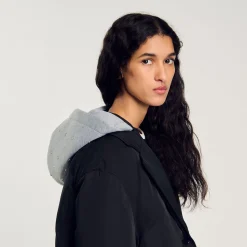 Femme SANDRO Manteau à Capuche Contrastée
