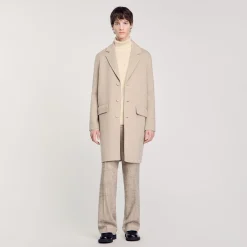 Homme SANDRO Manteau Droit En Laine