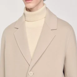 Homme SANDRO Manteau Droit En Laine