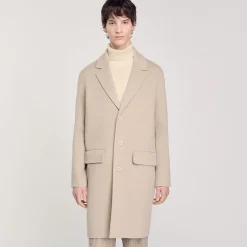 Homme SANDRO Manteau Droit En Laine