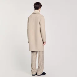 Homme SANDRO Manteau Droit En Laine