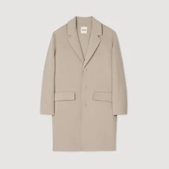 Homme SANDRO Manteau Droit En Laine