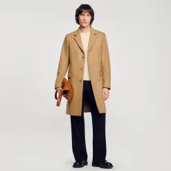 Homme SANDRO Manteau En Drap De Laine