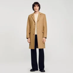 Homme SANDRO Manteau En Drap De Laine