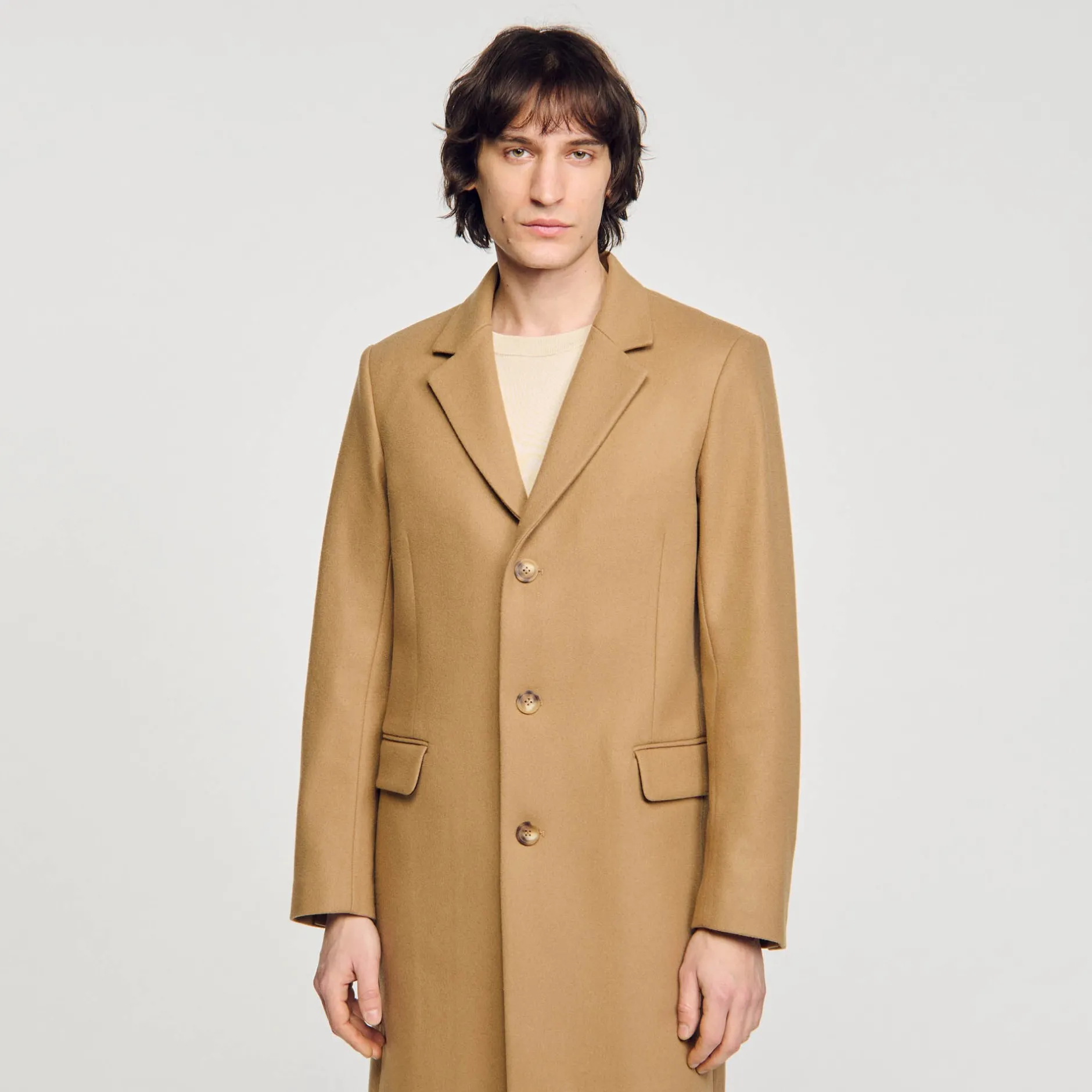 Homme SANDRO Manteau En Drap De Laine