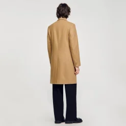 Homme SANDRO Manteau En Drap De Laine