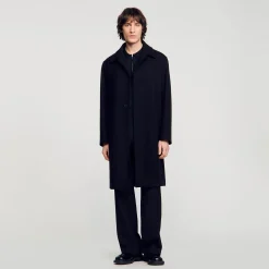 Homme SANDRO Manteau En Drap De Laine