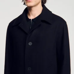 Homme SANDRO Manteau En Drap De Laine