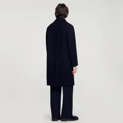 Homme SANDRO Manteau En Drap De Laine