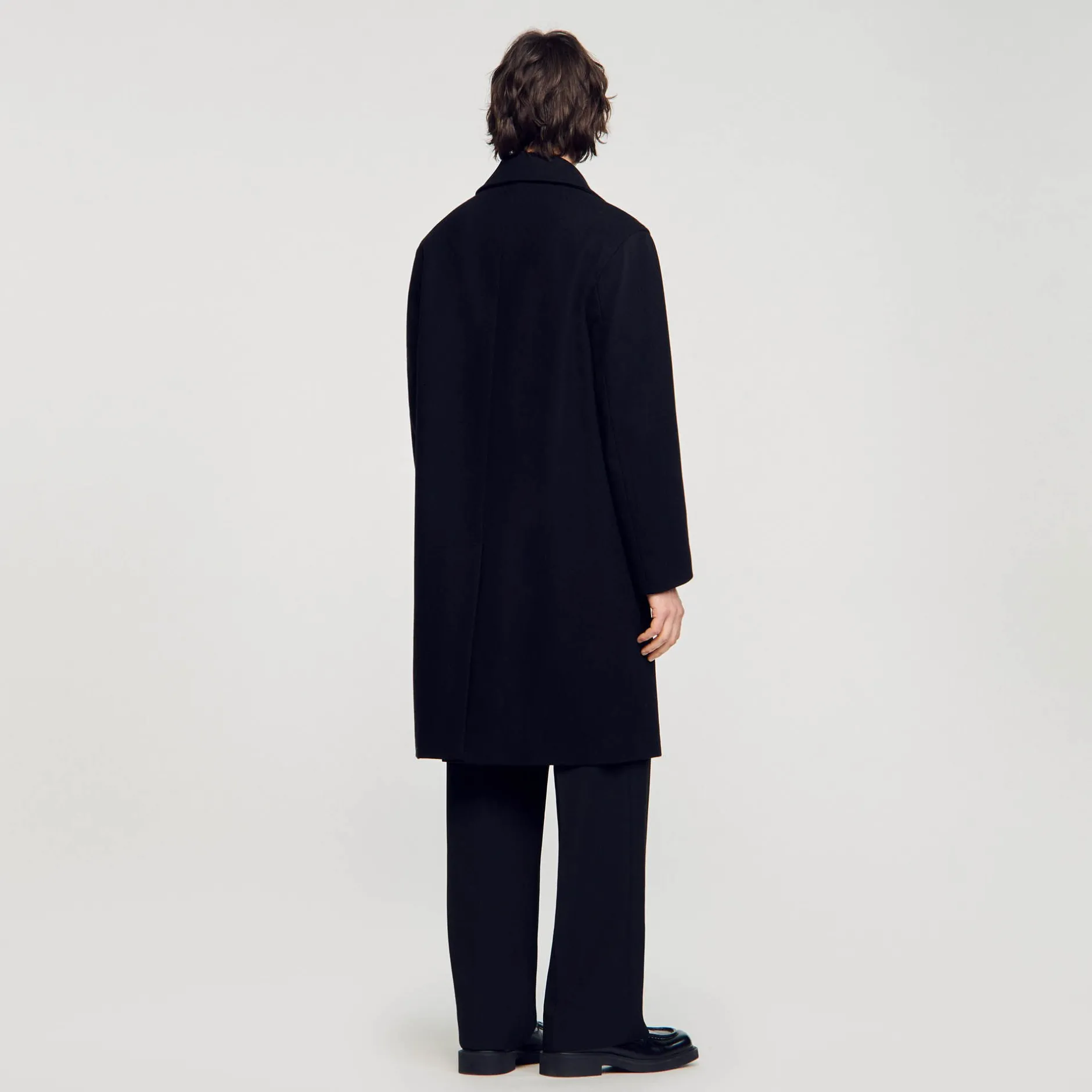 Homme SANDRO Manteau En Drap De Laine