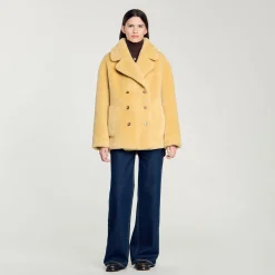 Femme SANDRO Manteau En Fausse Fourrure