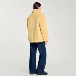 Femme SANDRO Manteau En Fausse Fourrure