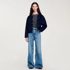 Femme SANDRO Manteau En Laine Double Face