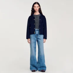 Femme SANDRO Manteau En Laine Double Face
