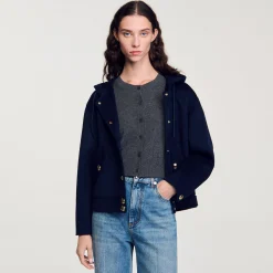 Femme SANDRO Manteau En Laine Double Face