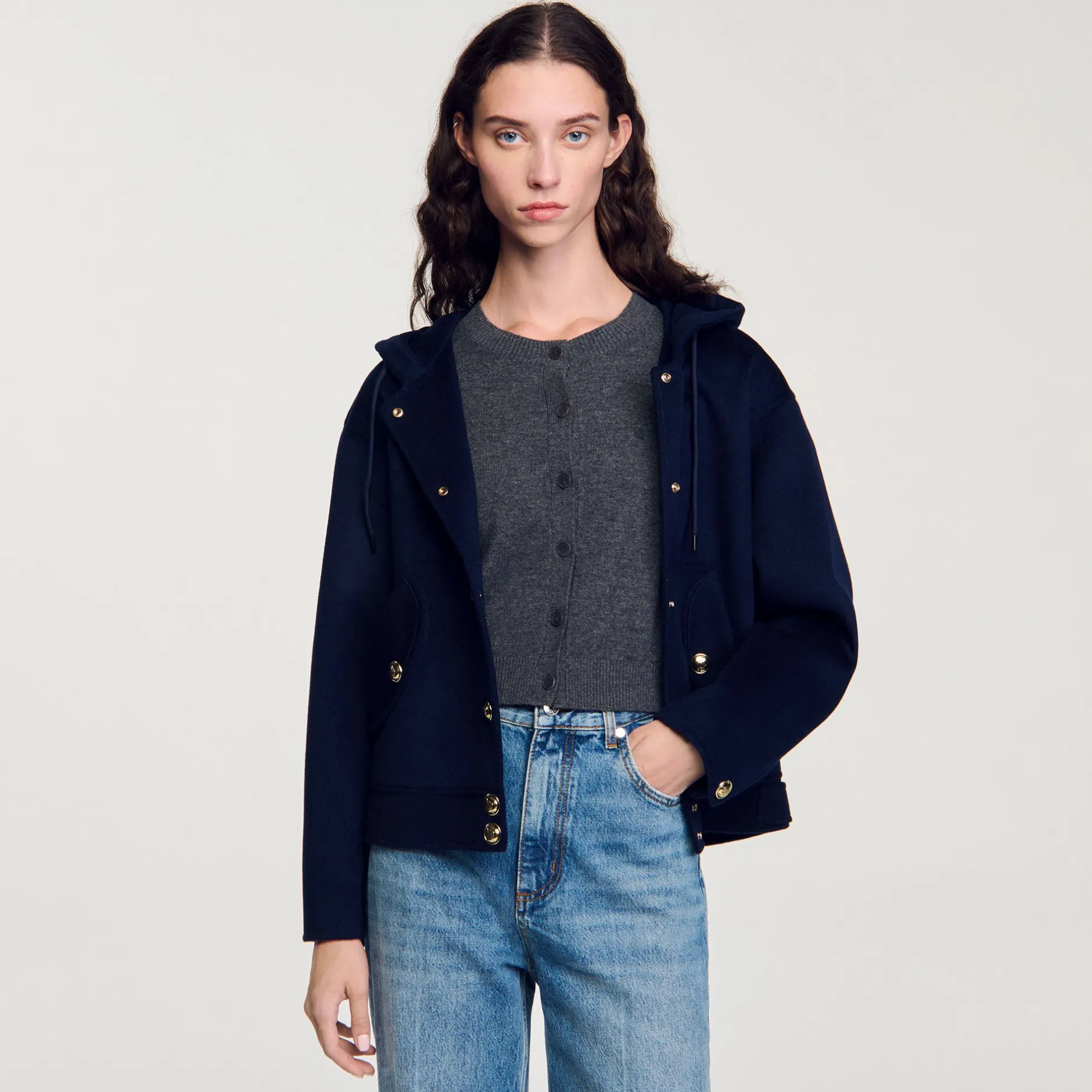 Femme SANDRO Manteau En Laine Double Face