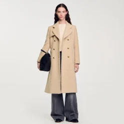 Femme SANDRO Manteau Long à Boutonnage Croisé