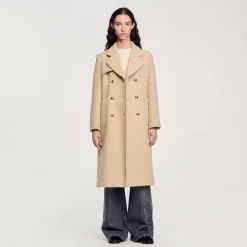 Femme SANDRO Manteau Long à Boutonnage Croisé