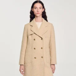Femme SANDRO Manteau Long à Boutonnage Croisé