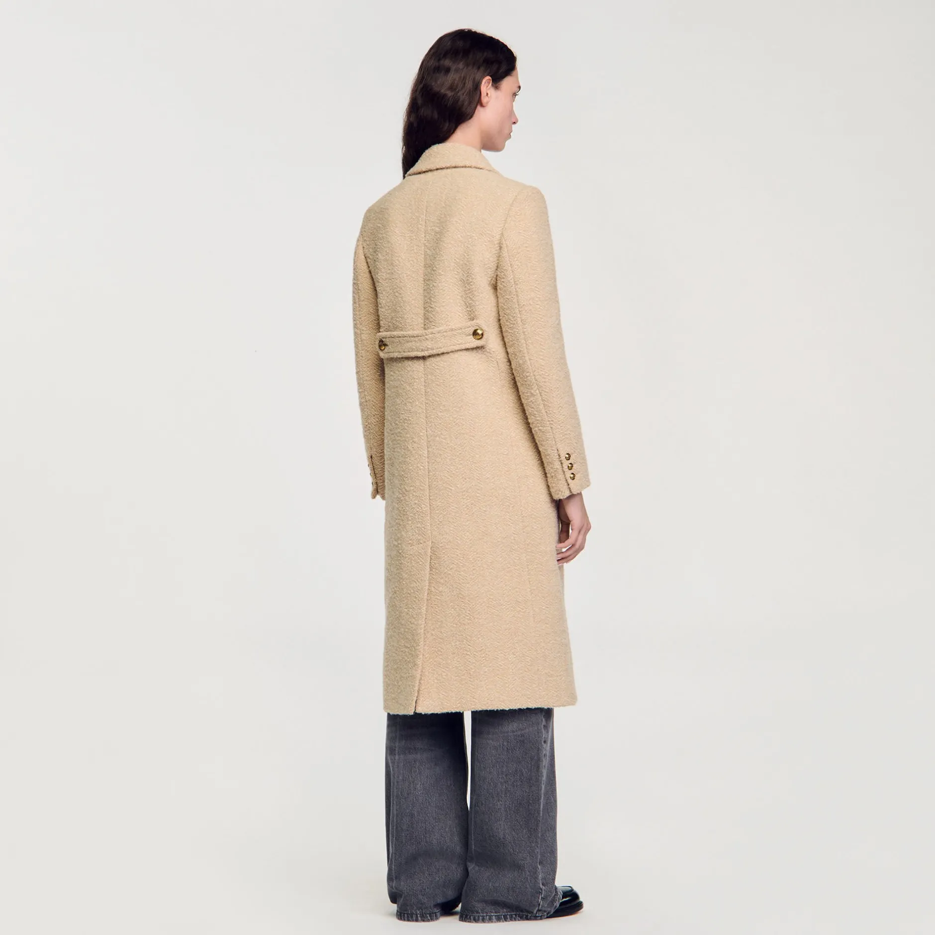 Femme SANDRO Manteau Long à Boutonnage Croisé