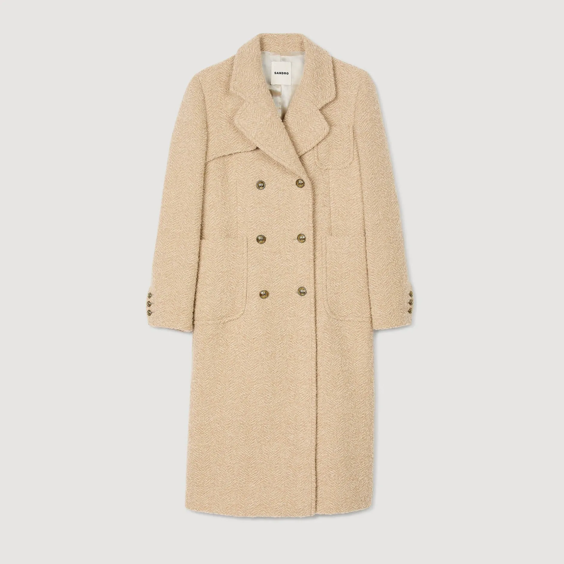 Femme SANDRO Manteau Long à Boutonnage Croisé