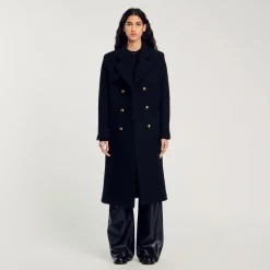 Femme SANDRO Manteau Long à Boutonnage Croisé