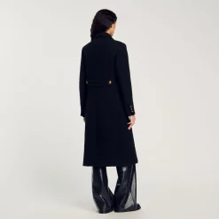 Femme SANDRO Manteau Long à Boutonnage Croisé