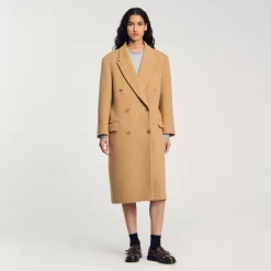 Femme SANDRO Manteau Long En Laine Mélangée