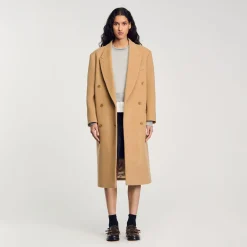 Femme SANDRO Manteau Long En Laine Mélangée