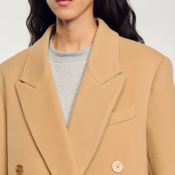 Femme SANDRO Manteau Long En Laine Mélangée