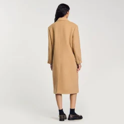 Femme SANDRO Manteau Long En Laine Mélangée
