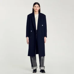 Femme SANDRO Manteau Long En Laine Mélangée