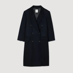 Femme SANDRO Manteau Long En Laine Mélangée