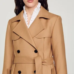 Femme SANDRO Manteau Long Style Trench