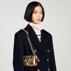 Femme SANDRO Mini Sac Yza En Cuir Métallisé