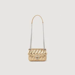 Femme SANDRO Mini Sac Yza En Cuir Métallisé