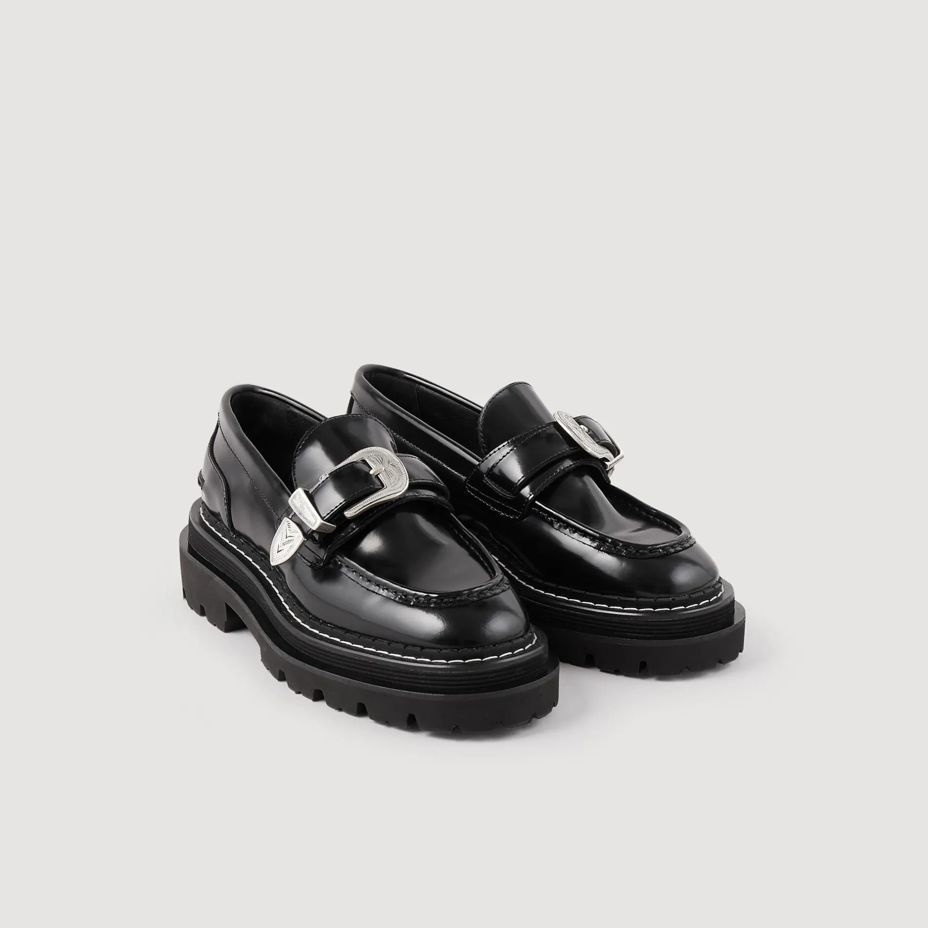 Femme SANDRO Mocassins En Cuir