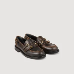 Femme SANDRO Mocassins En Cuir Patiné
