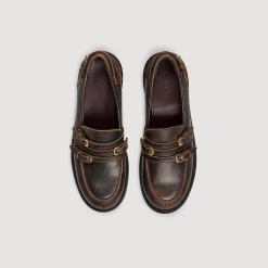 Femme SANDRO Mocassins En Cuir Patiné